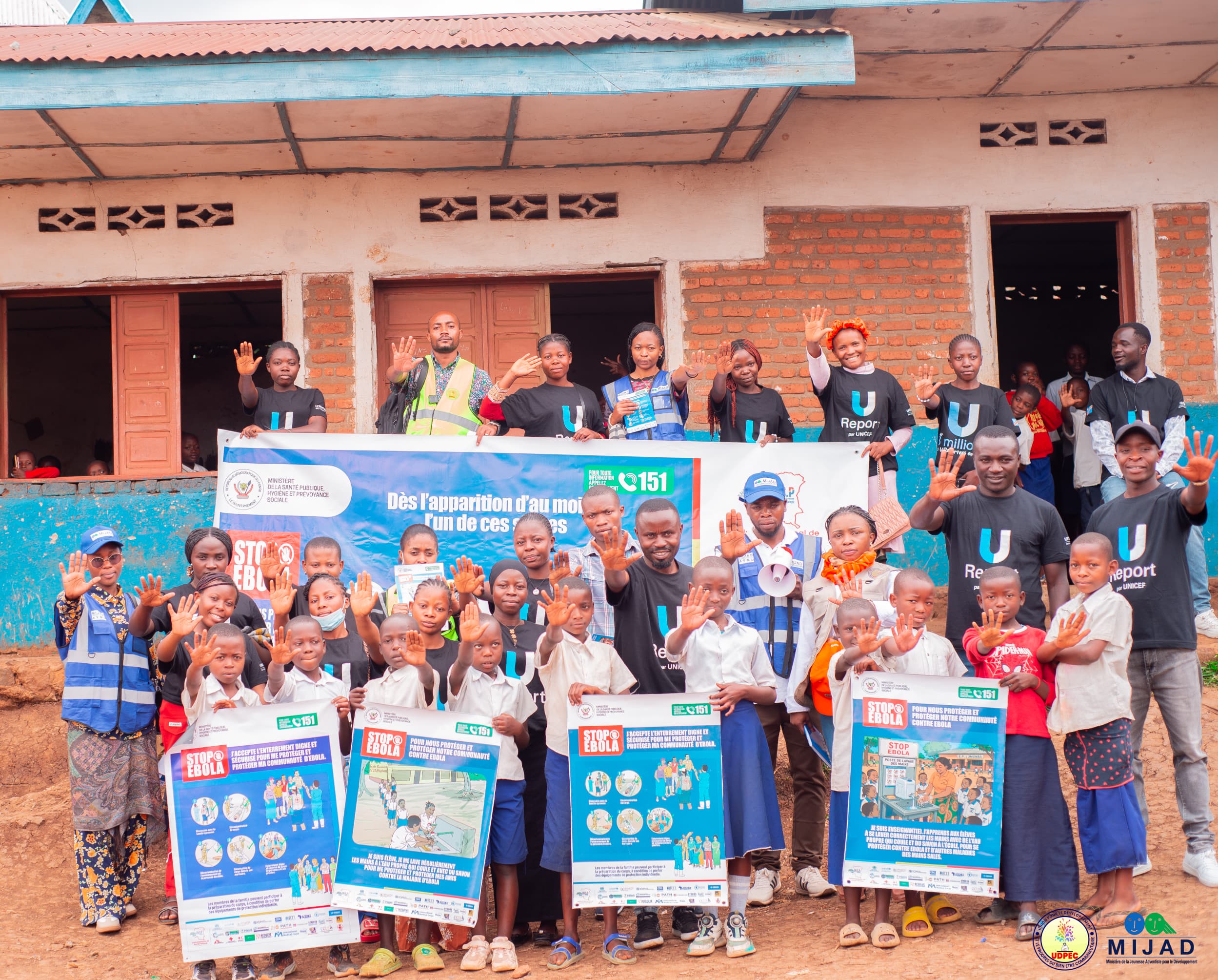 Sensibilisation des mesures hygienique et protection des communautés et familles en consorsium UDPEC avec des jeunes U-report et Mijad